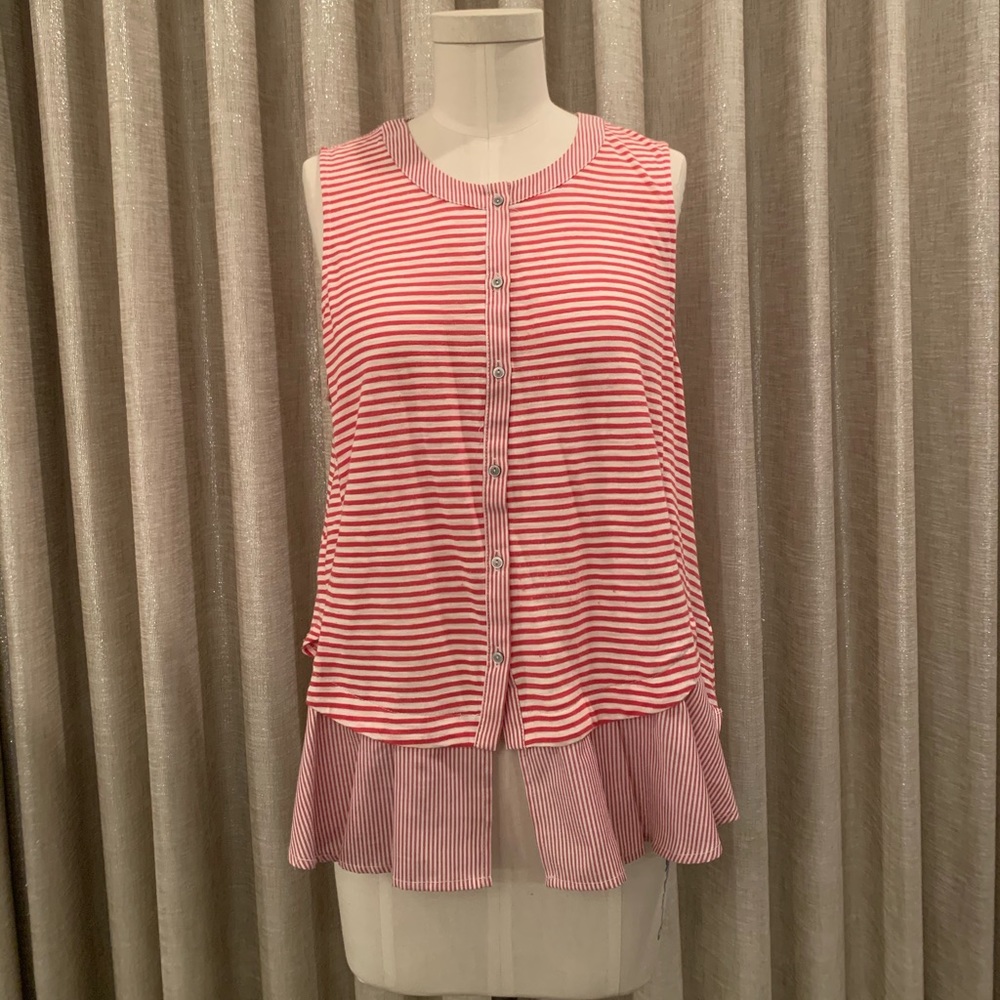 Anthropologie red and white striped top